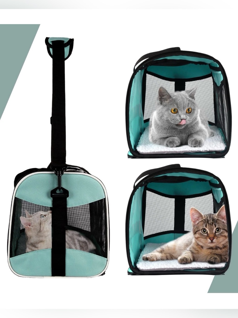 PET CARRIER TSA Airline Approved Soft-Sided SEA GREEN Up To 15lbs Pet 17x11x11